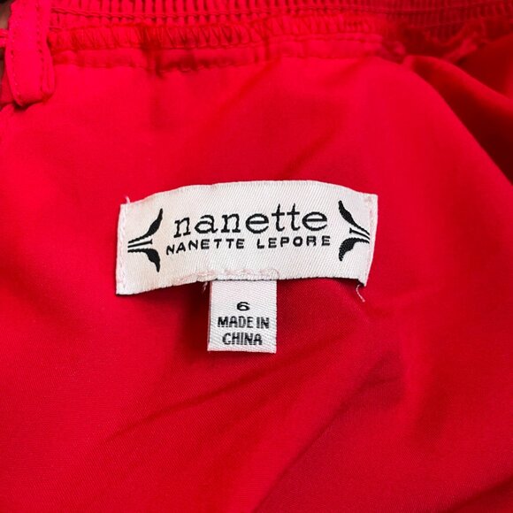 Nanette Lepore Crimson Red Pleated Ruched Lined Dress - Size 6 - Picture 3 of 4